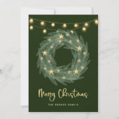 クリスマスリース(金ゴールド列灯が緑色) シーズンカード (正面)
