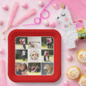 クリスマスリース、9枚の写真とコラージュ ペーパープレート (パーティー)