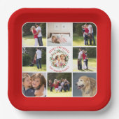 クリスマスリース、9枚の写真とコラージュ ペーパープレート (正面)