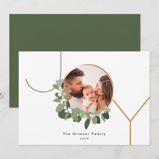 クリスマスリース JOY オーダーメイド ファミリーフォト ホリデー シーズンカード (正面/裏面)