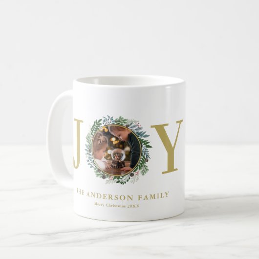クリスマスリース「Joy」写真 コーヒーマグカップ (正面左)