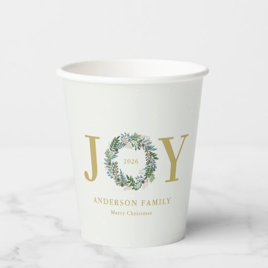 クリスマスリース「Joy」 紙コップ (正面)