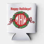 クリスマスリースDIY BGホワイトサークルモノグラム 缶クーラー (正面)