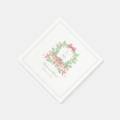 クリスマスリースwキャンディケーンボウ |モノグラム スタンダードカクテルナプキン (角)