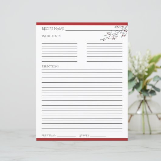 クリスマスリーフとベリーのレシピカード (スタンド正面)