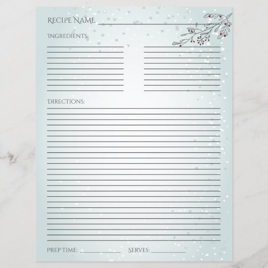 クリスマスリーフとベリーのレシピカード (裏面)