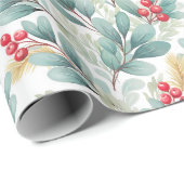 クリスマスリーフのラッピング紙 ラッピングペーパー (ロールコーナー)