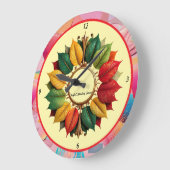 「クリスマスリーフィー魔法」 ラージ壁時計 (傾斜)