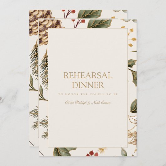 クリスマスリーフリハーサルディナー招待状 招待状 (正面/裏面)