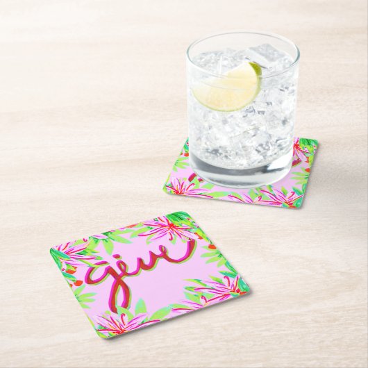 クリスマスリーフ与え-  スクエアペーパーコースター (インサイチュ)