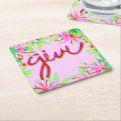 クリスマスリーフ与え-  スクエアペーパーコースター (アングル)