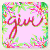 クリスマスリーフ与え-  スクエアペーパーコースター (正面)