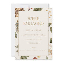 クリスマスリーフ婚約パーティ招待状