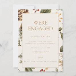 クリスマスリーフ婚約パーティ招待状 招待状