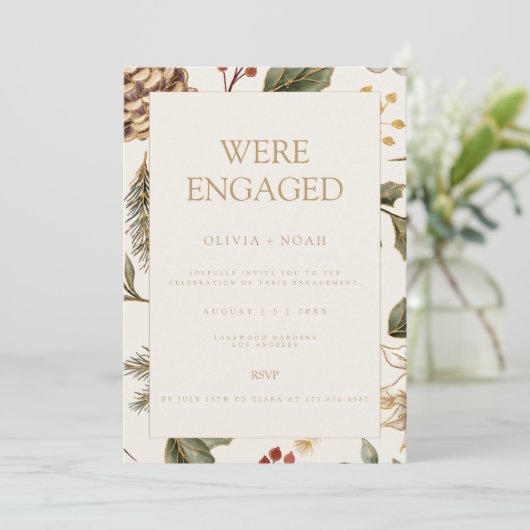 クリスマスリーフ婚約パーティ招待状 招待状 (スタンド正面)