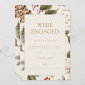 クリスマスリーフ婚約パーティ招待状 招待状 (正面/裏面)