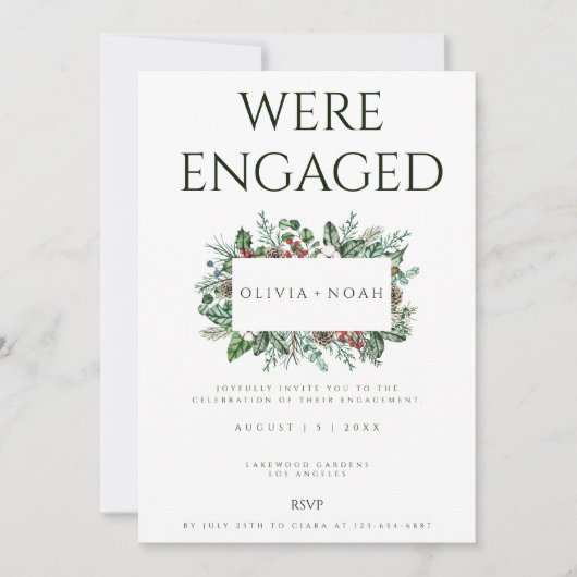 クリスマスリーフ婚約パーティ招待状 招待状 (正面)