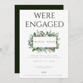 クリスマスリーフ婚約パーティ招待状 招待状 (正面/裏面)