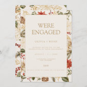 クリスマスリーフ婚約パーティ招待状 招待状 (正面/裏面)