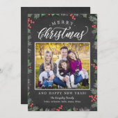 クリスマスリーフ編集可能な背景ホリデーカード シーズンカード (正面/裏面)