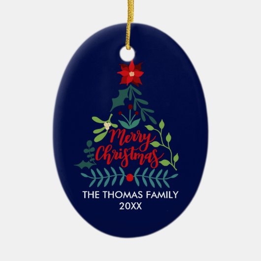 クリスマスリーフ葉の数 セラミックオーナメント (正面)