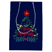 クリスマスリーフ葉の数 ミディアムペーパーバッグ (裏面)