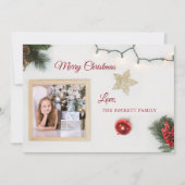 クリスマスリーフ&ストリングライツホリデーフォト シーズンカード (正面)