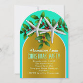 クリスマスルアウ(ハワイ式宴会)スターフィッシュ金ゴールドアーチデザイン 招待状 (正面)