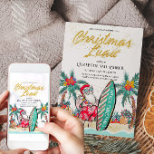 クリスマスルアウ（ハワイ式宴会）トロピカルサンタ招待状カード 招待状