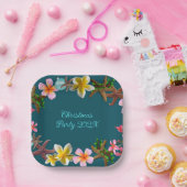 クリスマスルアウ（ハワイ式宴会）ヒトデハワイアン花 ペーパープレート (パーティー)