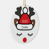 クリスマスルドルフおもしろい名前をカスタムすると写真 セラミックオーナメント (右)