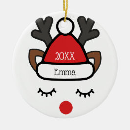 クリスマスルドルフおもしろい名前をカスタムすると写真 セラミックオーナメント