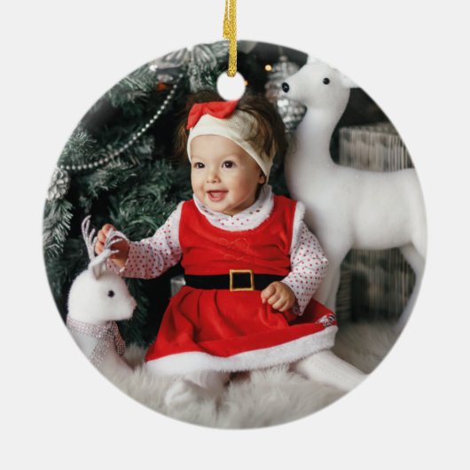 クリスマスルドルフおもしろい名前をカスタムすると写真 セラミックオーナメント (裏面)