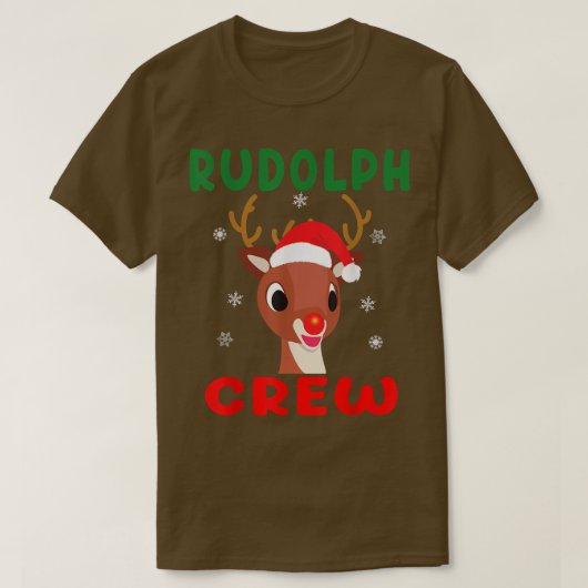 クリスマスルドルフのクルーファミリーマッチングパジャマXma Tシャツ (デザイン正面)