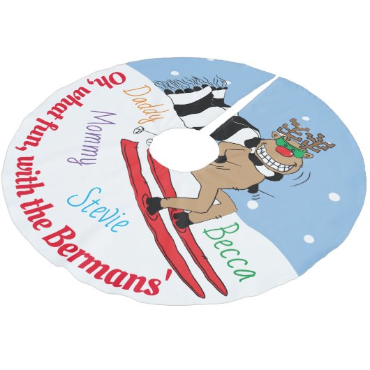 クリスマスルドルフのスキー ブラッシュドポリエステルツリースカート (アングル)