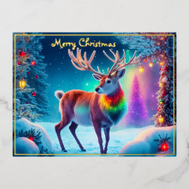 クリスマスルドルフのトナカイ冬のクリスマスツリークール 箔シーズンポストカード