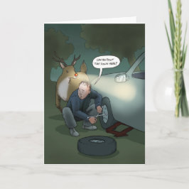 クリスマスルドルフフラットタイヤグリーティングカード カード