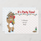 クリスマスルドルフ小妖精や小人オブカラー 招待状 (正面/裏面)