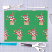 クリスマスルドルフ赤い鼻トナカイ座っているギフト 薄葉紙 (クラフト)