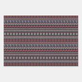 クリスマスルドルフ雪片ブルーグリーンレッドホリデー ラッピングペーパーシート (正面)