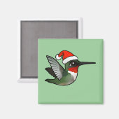 クリスマスルビーを使ったハミングバード マグネット (正面/裏面)