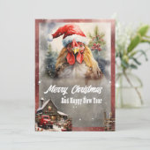 クリスマスルースターの水彩 シーズンカード (スタンド正面)