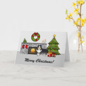 クリスマスルームにシェットランド・ シープドッグの三色の犬と文字 カード (黄色い花)