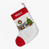 クリスマスルームにブルーメルルシェットランド・ シープドッグドッグ&名前 スモールクリスマスストッキング (裏面 (吊り時))