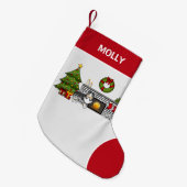 クリスマスルームにブルーメルルシェットランド・ シープドッグドッグ&名前 スモールクリスマスストッキング (正面 (吊り時))