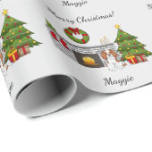 クリスマスルーム&文字のブレンハイムカバリエ犬 ラッピングペーパー (ロールコーナー)