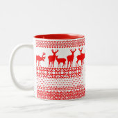 クリスマスレインディアラップランドパターンモノグラムマグ2 ツートーンマグカップ (左)