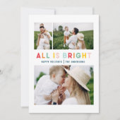 クリスマスレインボーカラフルおもしろい3枚モダン写真 シーズンカード (正面)