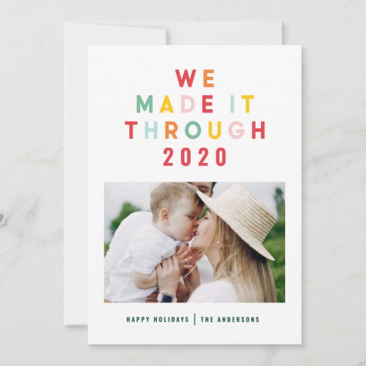 クリスマスレインボーカラフルを通して作った シーズンカード (正面)