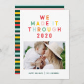 クリスマスレインボーカラフルを通して作った シーズンカード (正面/裏面)